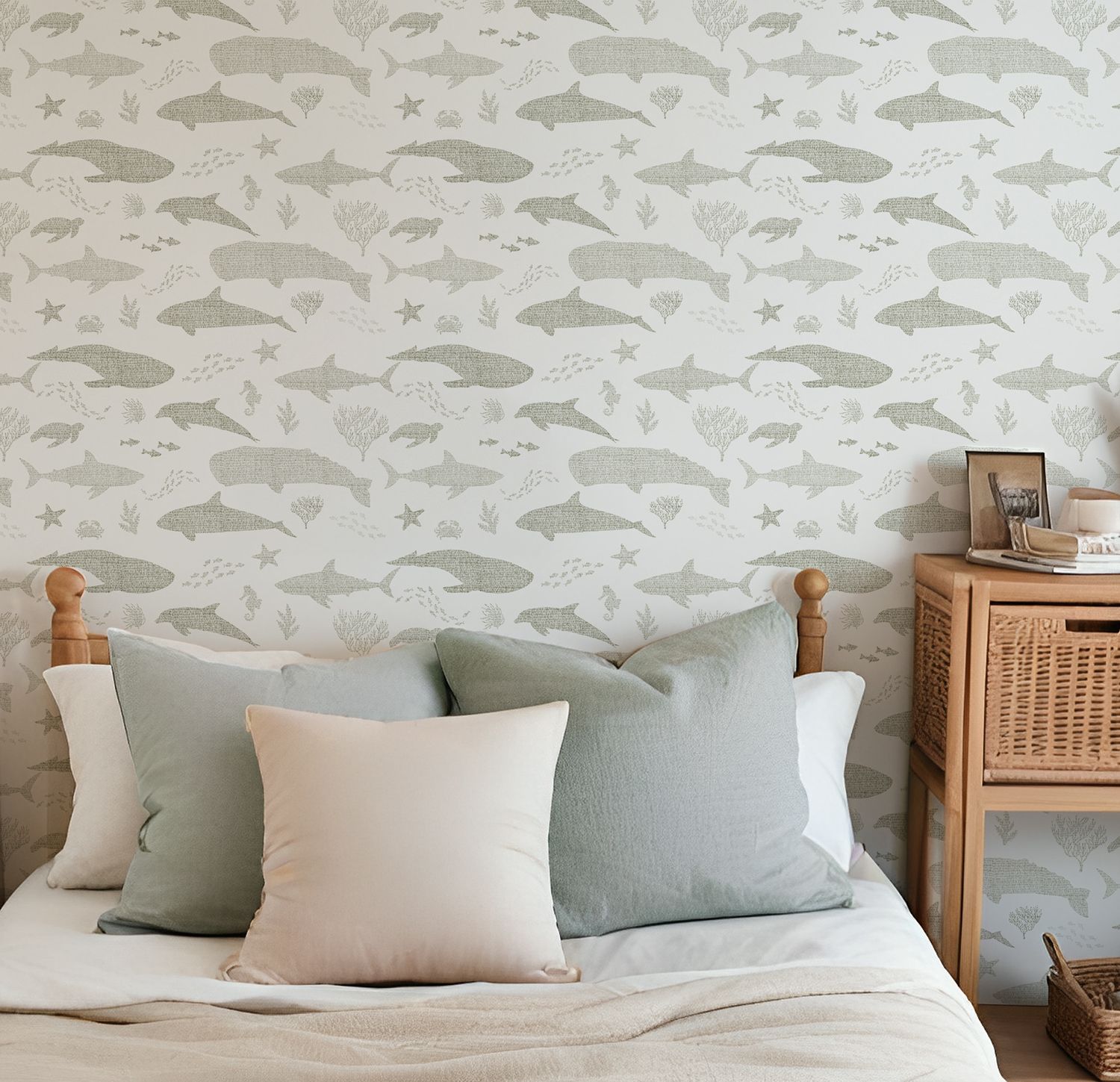 Oceanic (Olive/White) Removable Wallpaper