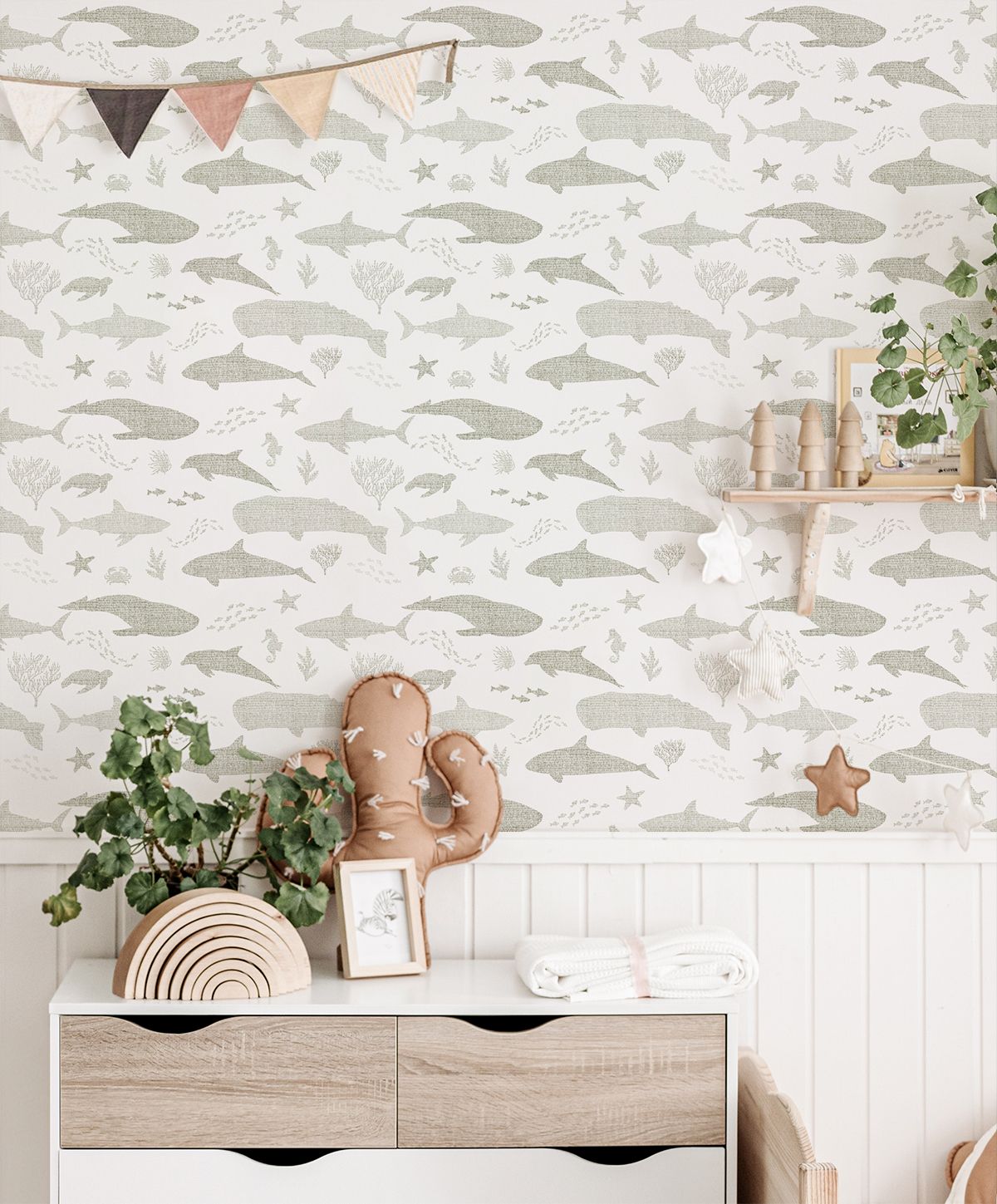 Oceanic (Olive/White) Removable Wallpaper