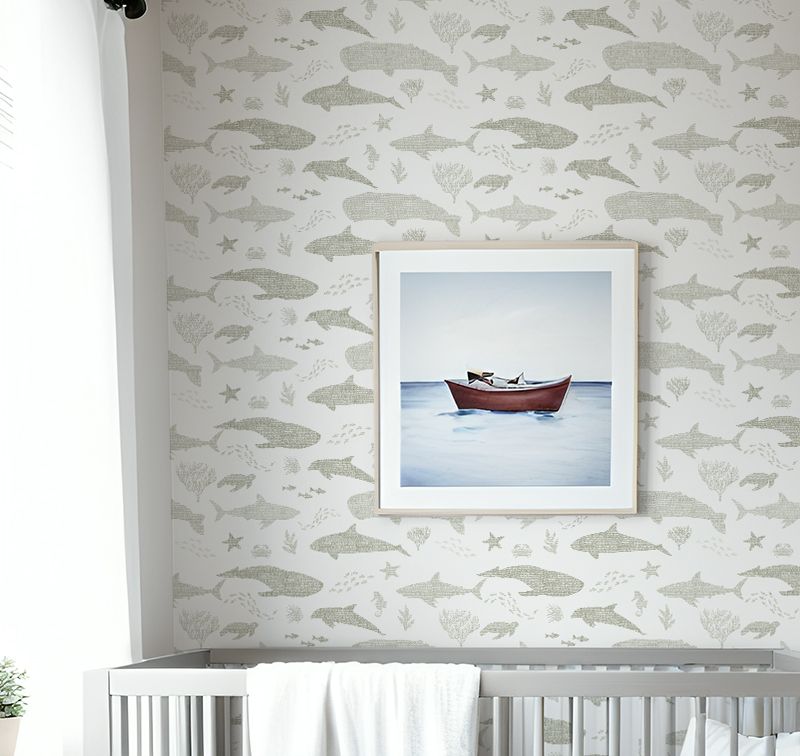 Oceanic (Olive/White) Removable Wallpaper