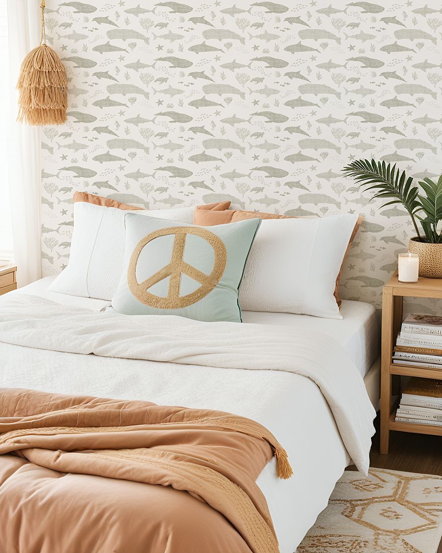 Oceanic (Olive/White) Removable Wallpaper
