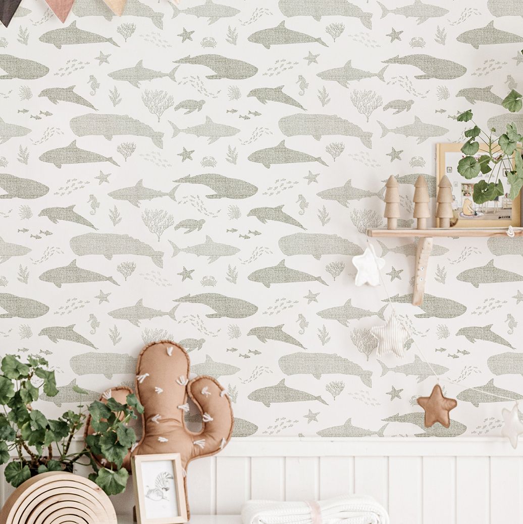 Oceanic (Olive/White) Removable Wallpaper