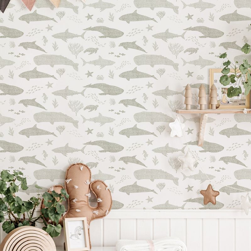 Oceanic (Olive/White) Removable Wallpaper