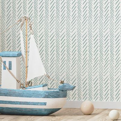Modern Chevron (Blue) Removable Wallpaper
