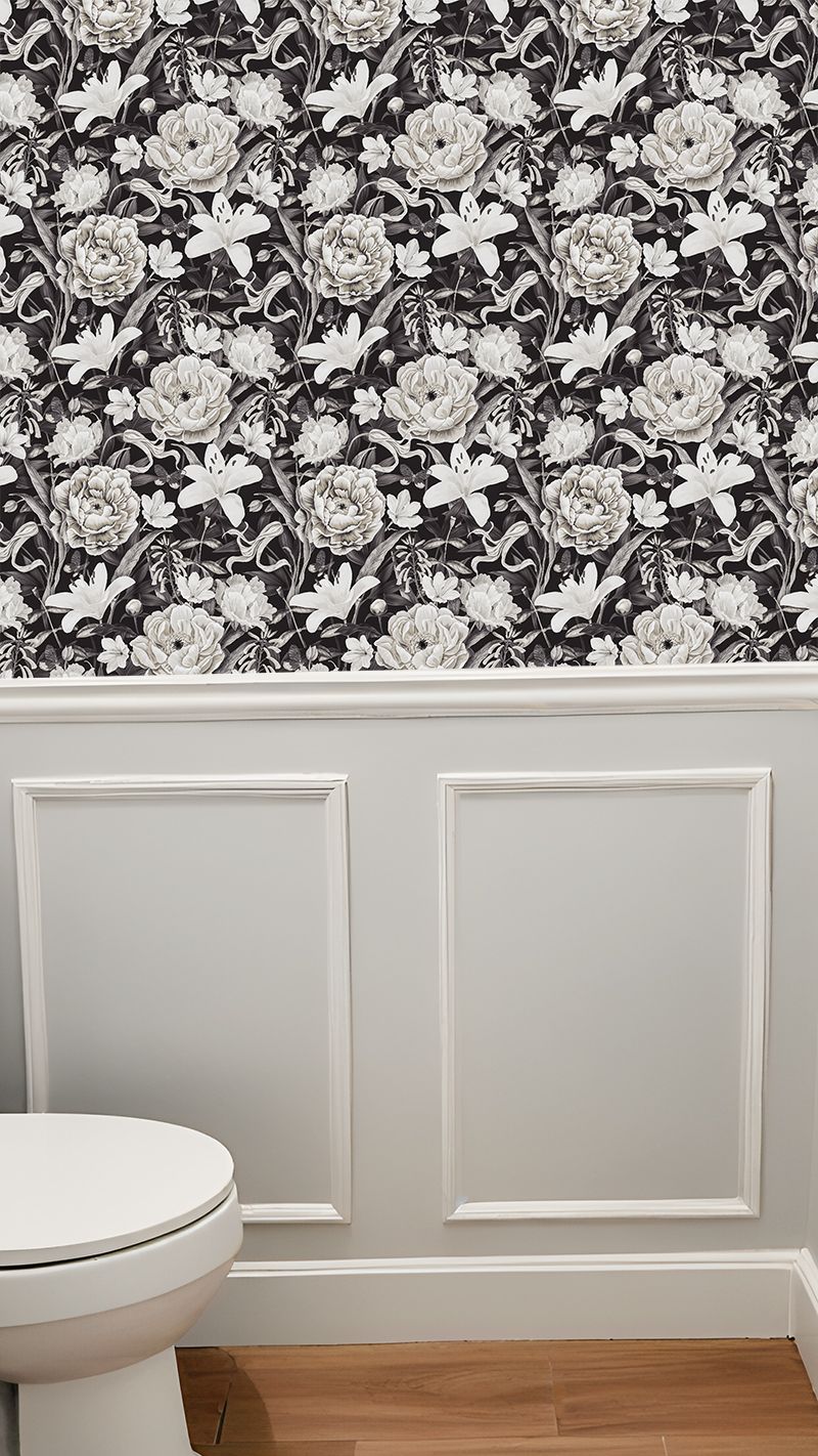 Noir Vintage Floral Removable Wallpaper
