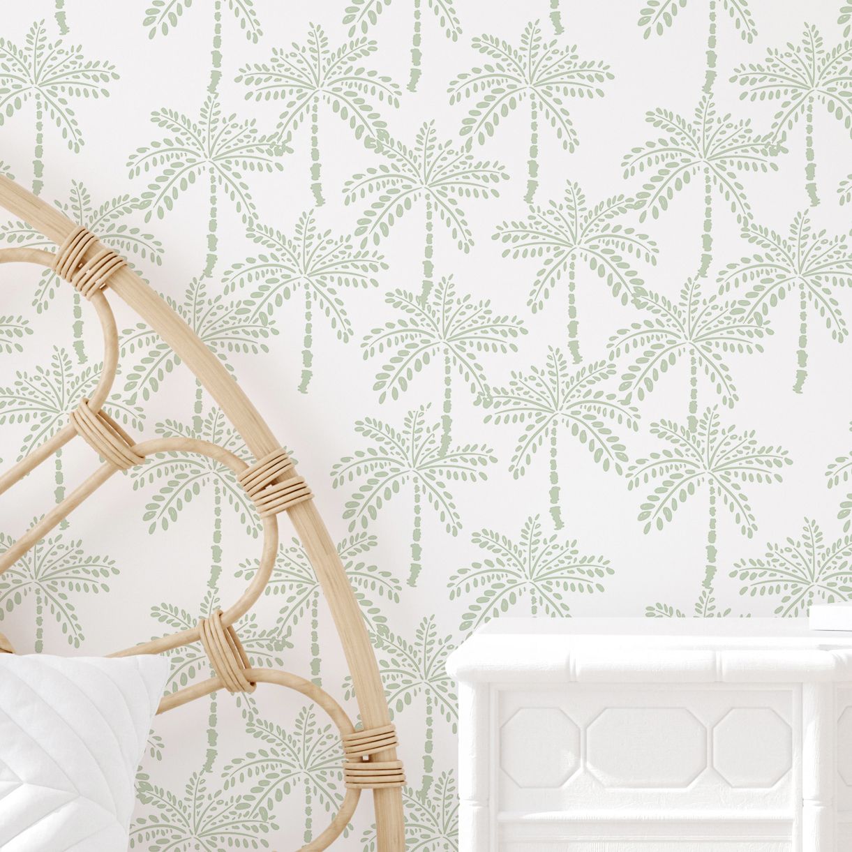 Caribbean Palms Removable Wallpaper (SAGE) 4.7 wide x 2.6 metres high