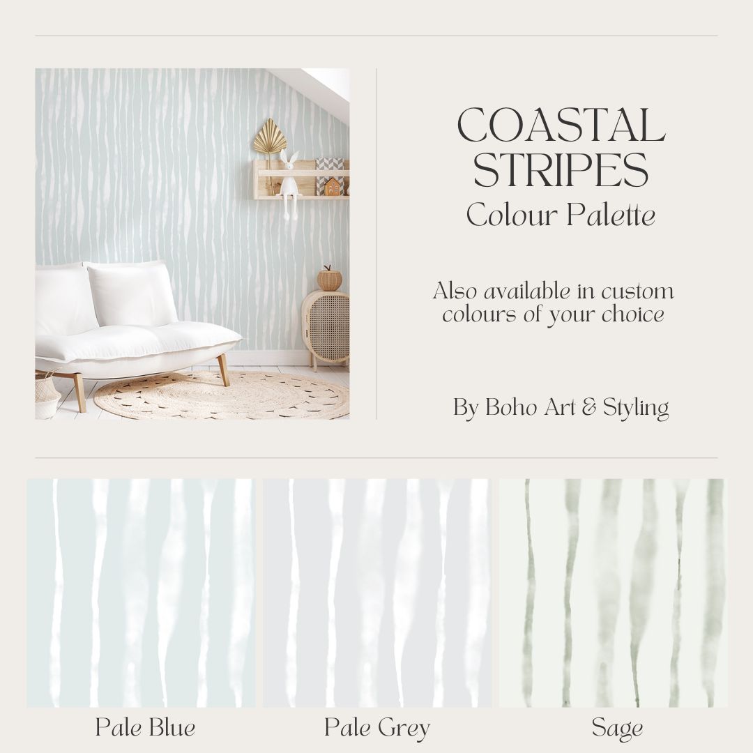 Coastal Stripes Removable Wallpaper (colour options)