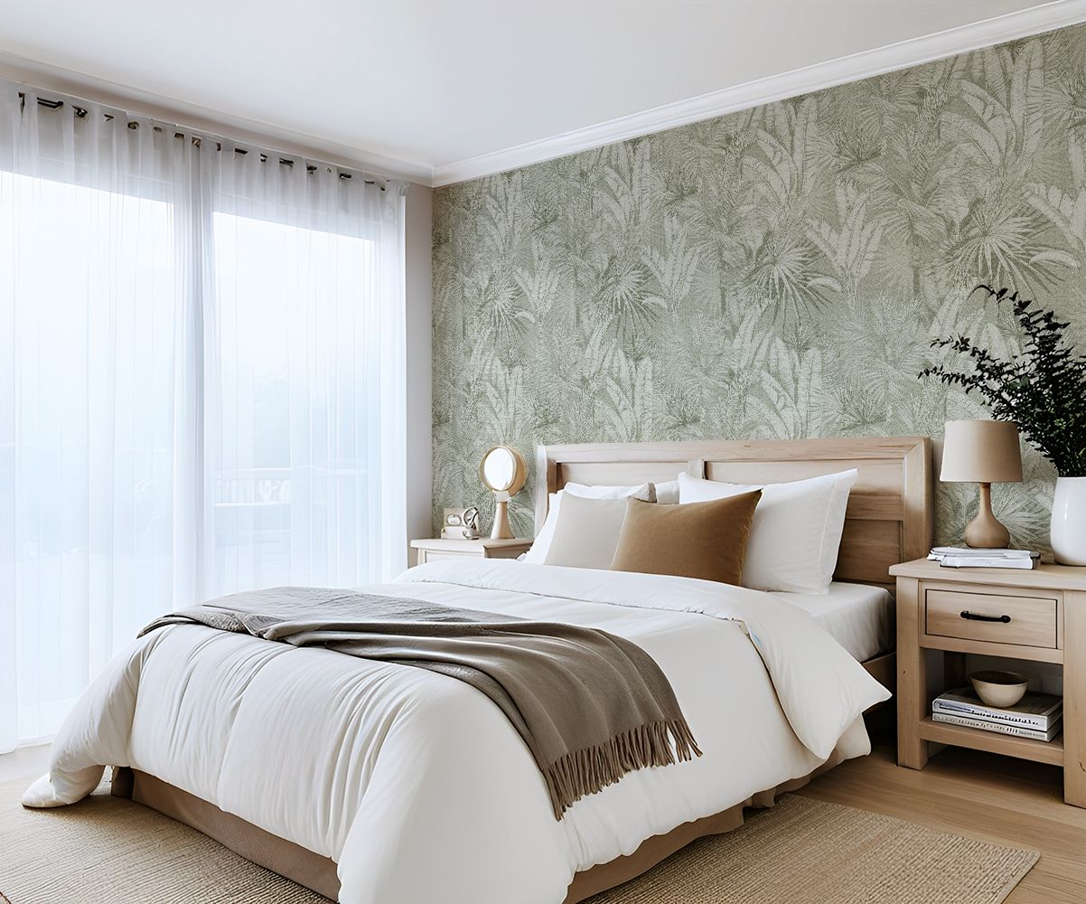 Luxe Palms Removable Wallpaper - Vintage Green