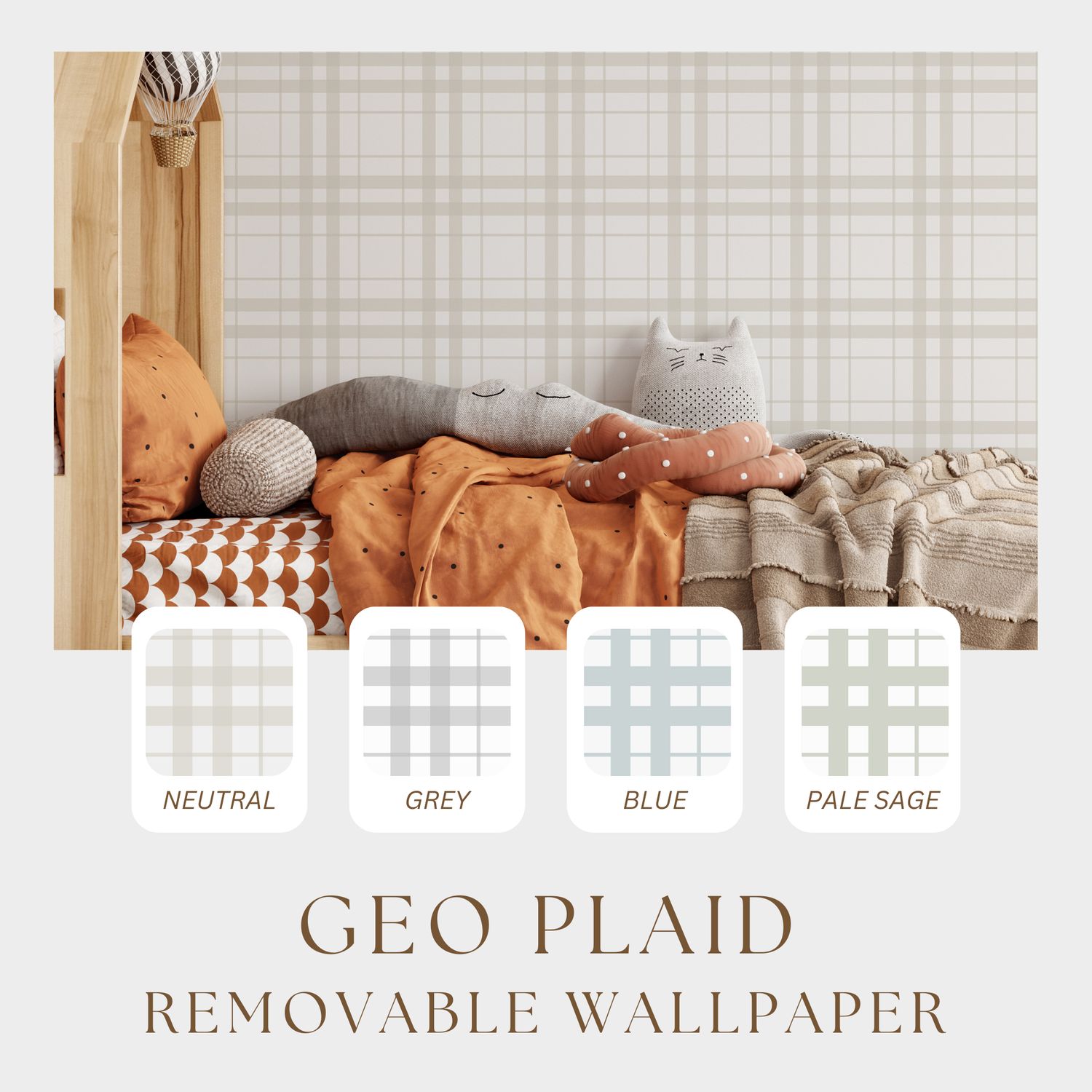Geo Plaid Removable Wallpaper (colour options)