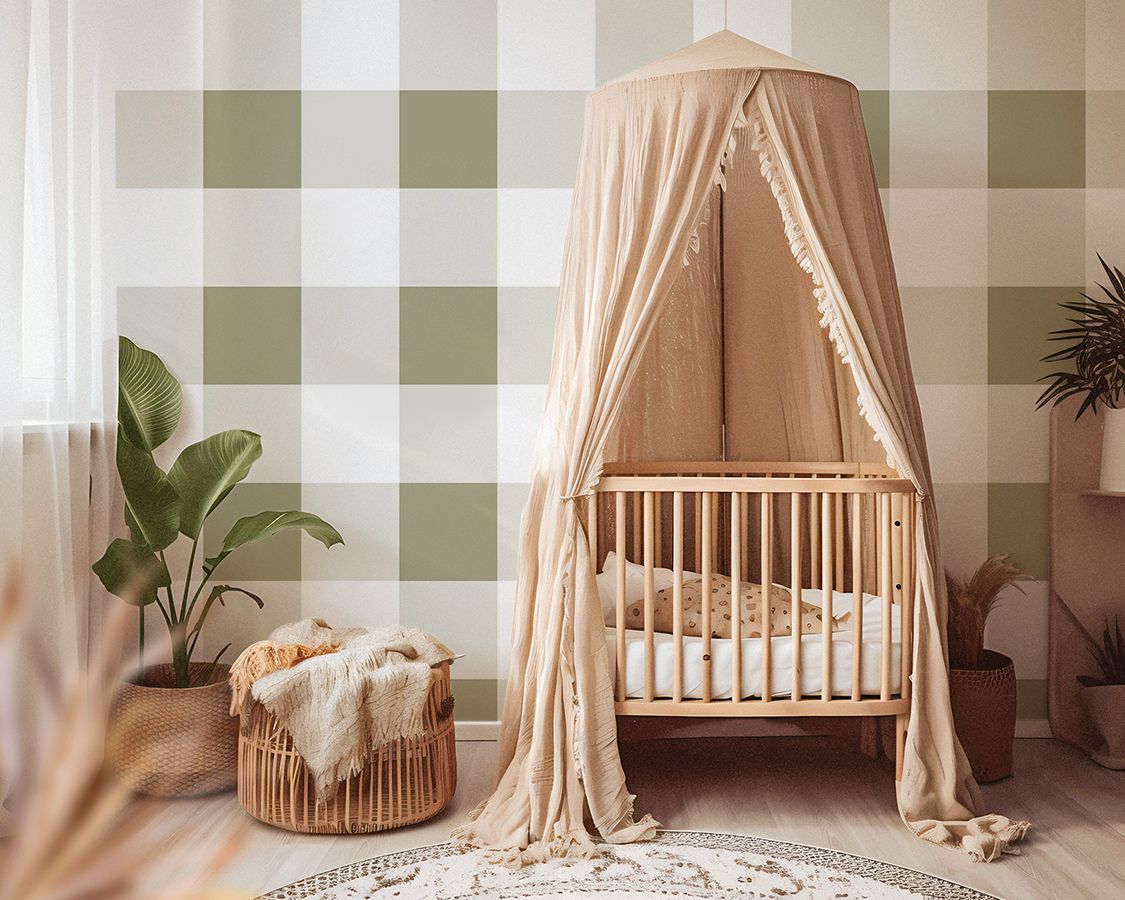 Traditional Gingham Checks XL (any colour) Removable Wallpaper
