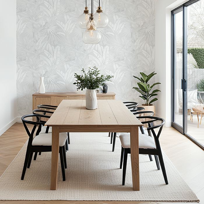 Luxe Palms Removable Wallpaper - Soft Grey - Smooth Look