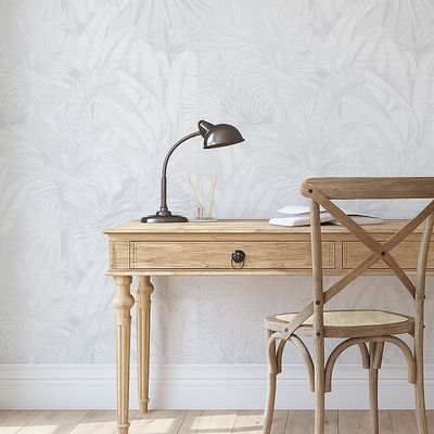 Luxe Palms - Palest Grey Removable Wallpaper