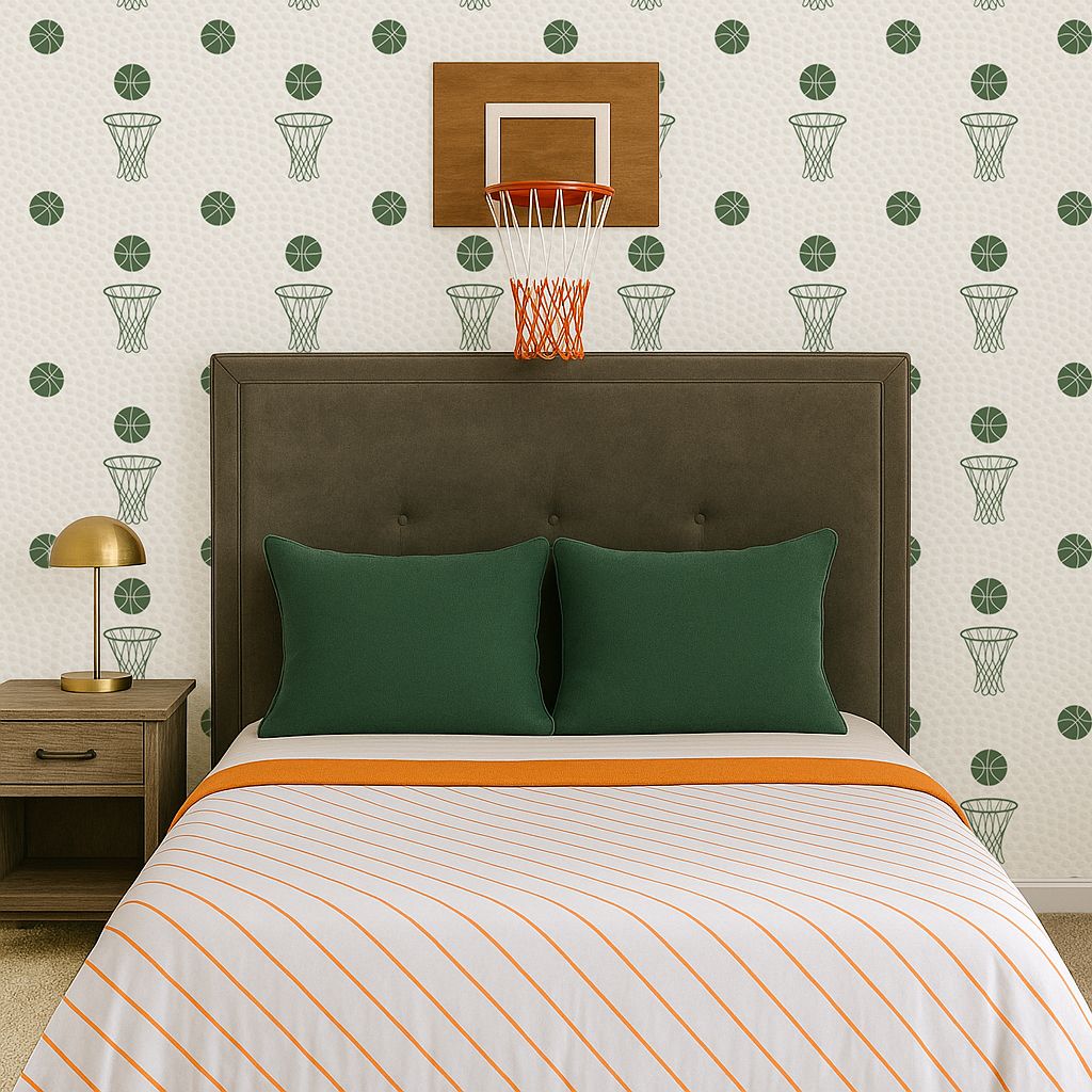 Shooting Hoops (Basketball) Removable Wallpaper (Colour options)
