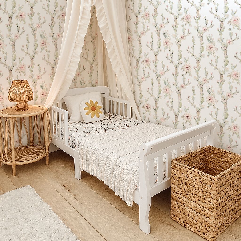 Flowering Boho Cactus Removable Wallpaper