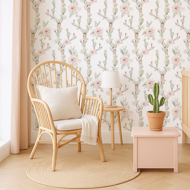 Flowering Boho Cactus Removable Wallpaper