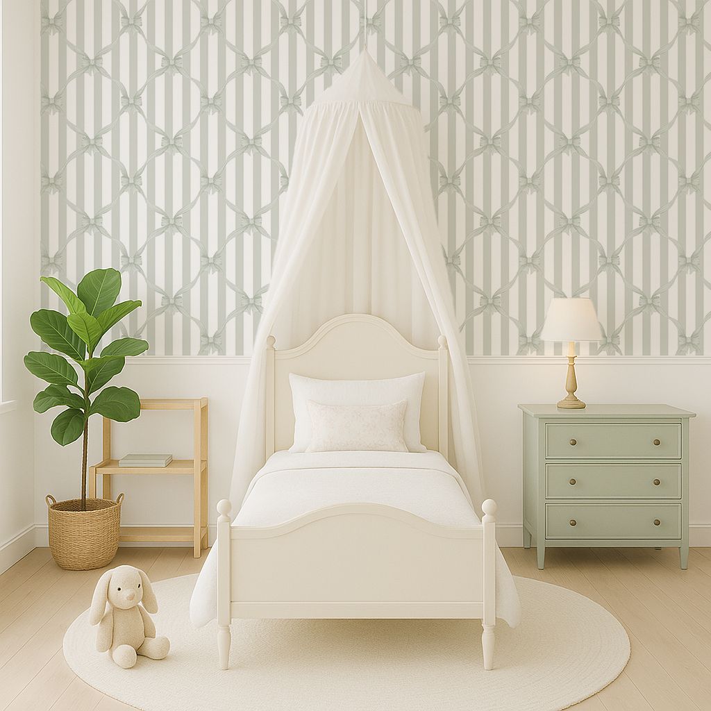 Bows (Sage) Removable Wallpaper