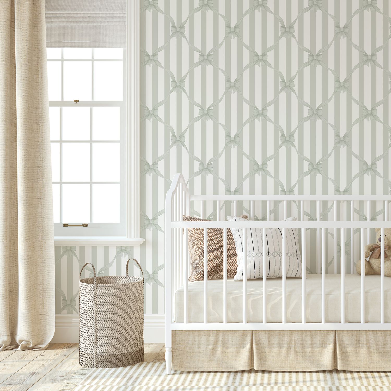 Bows (Sage) Removable Wallpaper