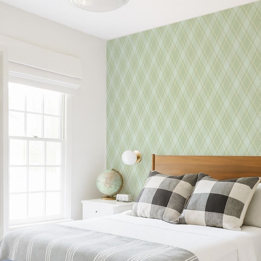Sage Tartan Removable Wallpaper