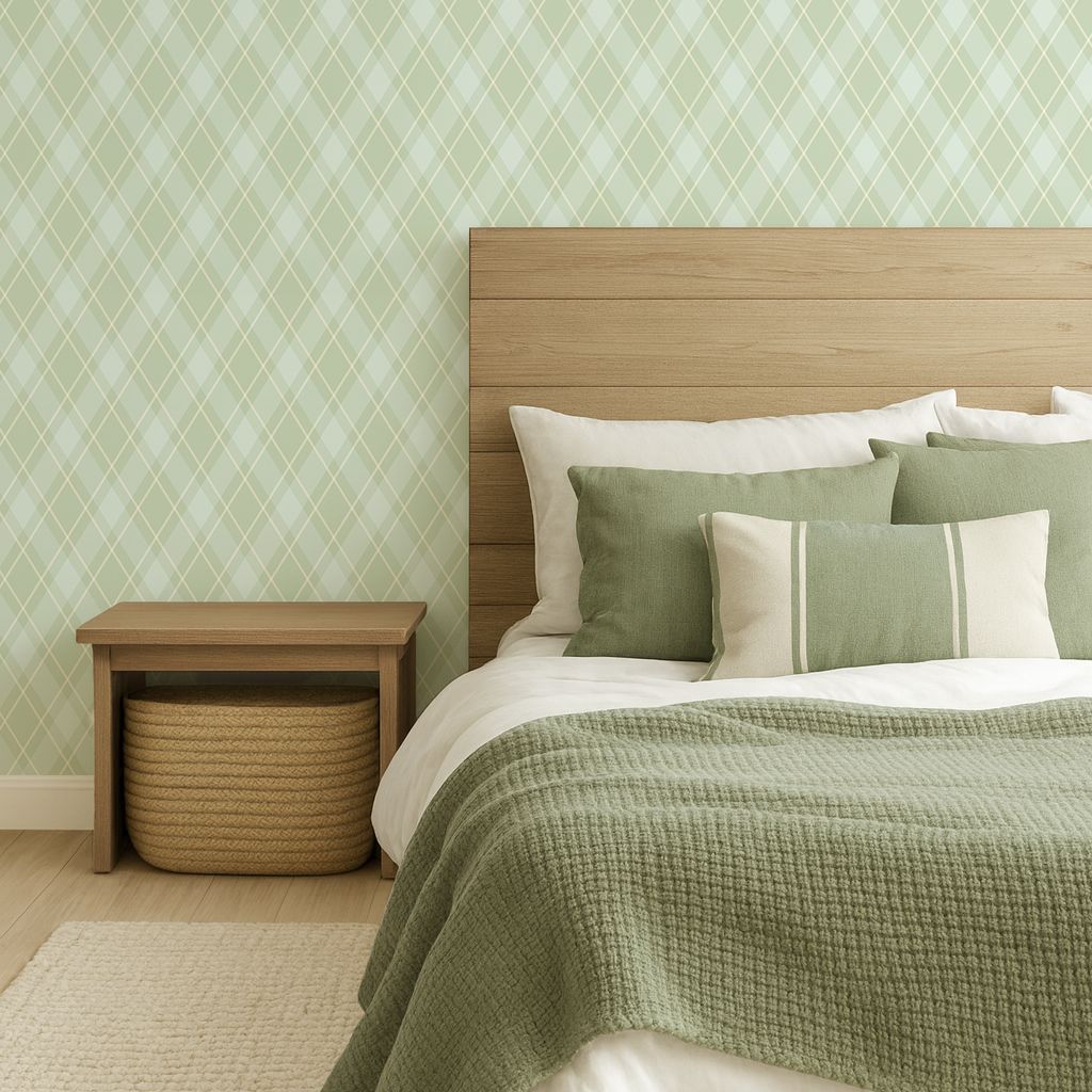 Sage Tartan Removable Wallpaper
