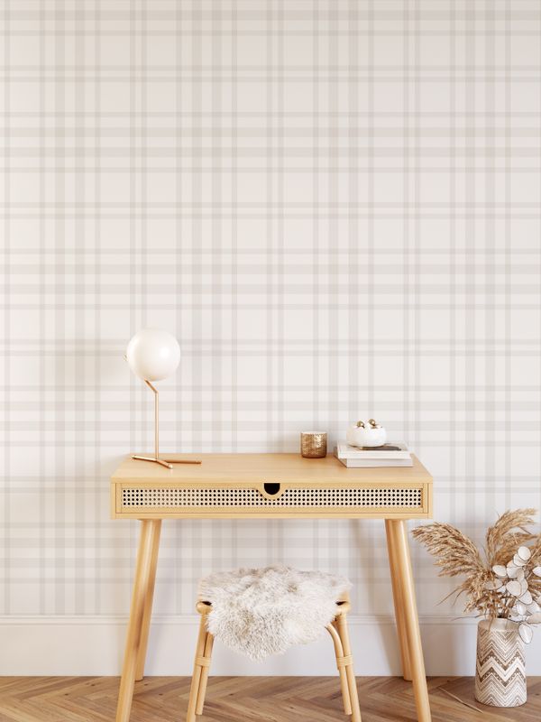 Neutral Plaid Removable Wallpaper
