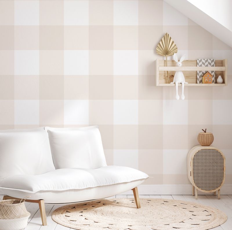 Traditional Gingham Checks XL (any colour) Removable Wallpaper
