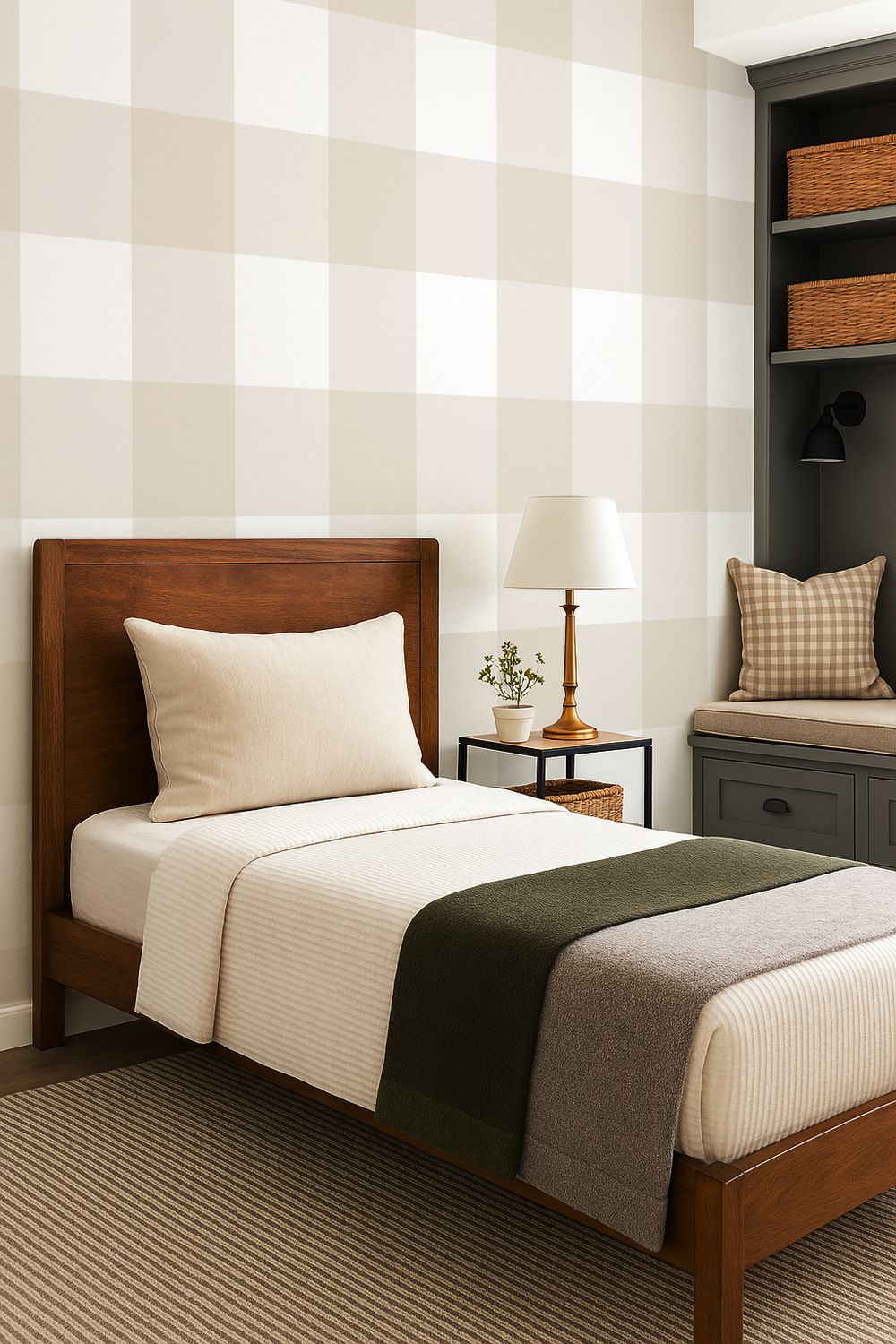 Traditional Gingham Checks XL (any colour) Removable Wallpaper