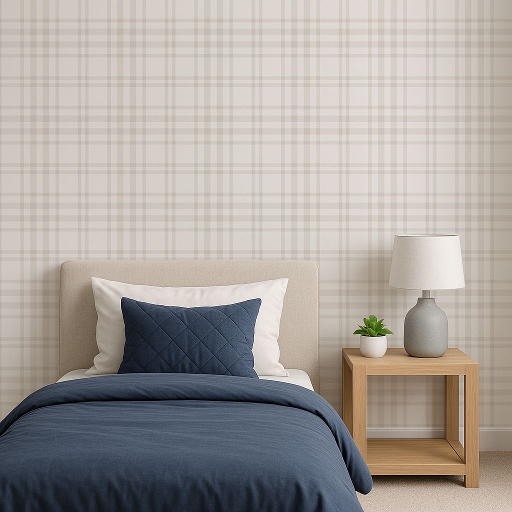 Neutral Plaid Removable Wallpaper