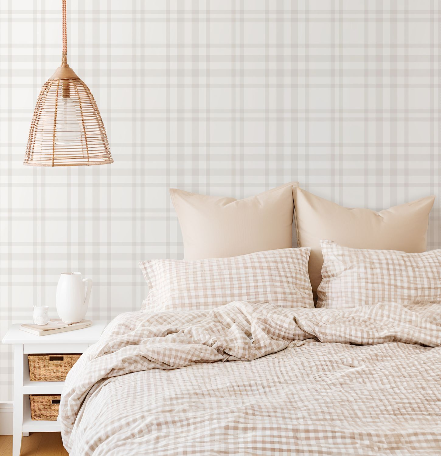 Neutral Plaid Removable Wallpaper