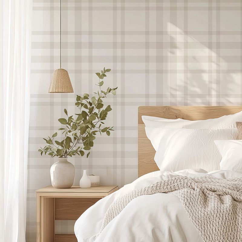 Neutral Plaid Removable Wallpaper
