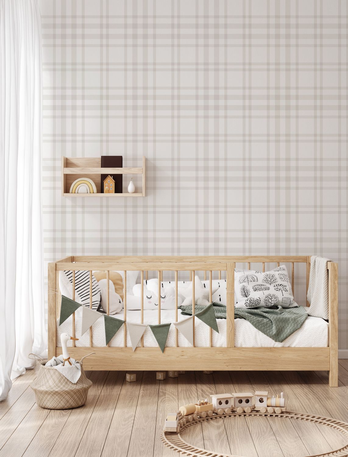 Neutral Plaid Removable Wallpaper