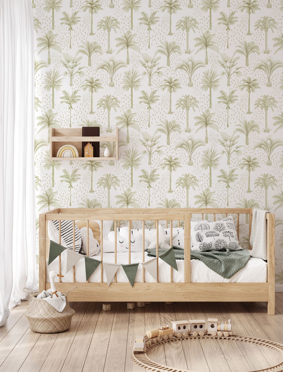 Bronzed Palms (Sage) Removable Wallpaper