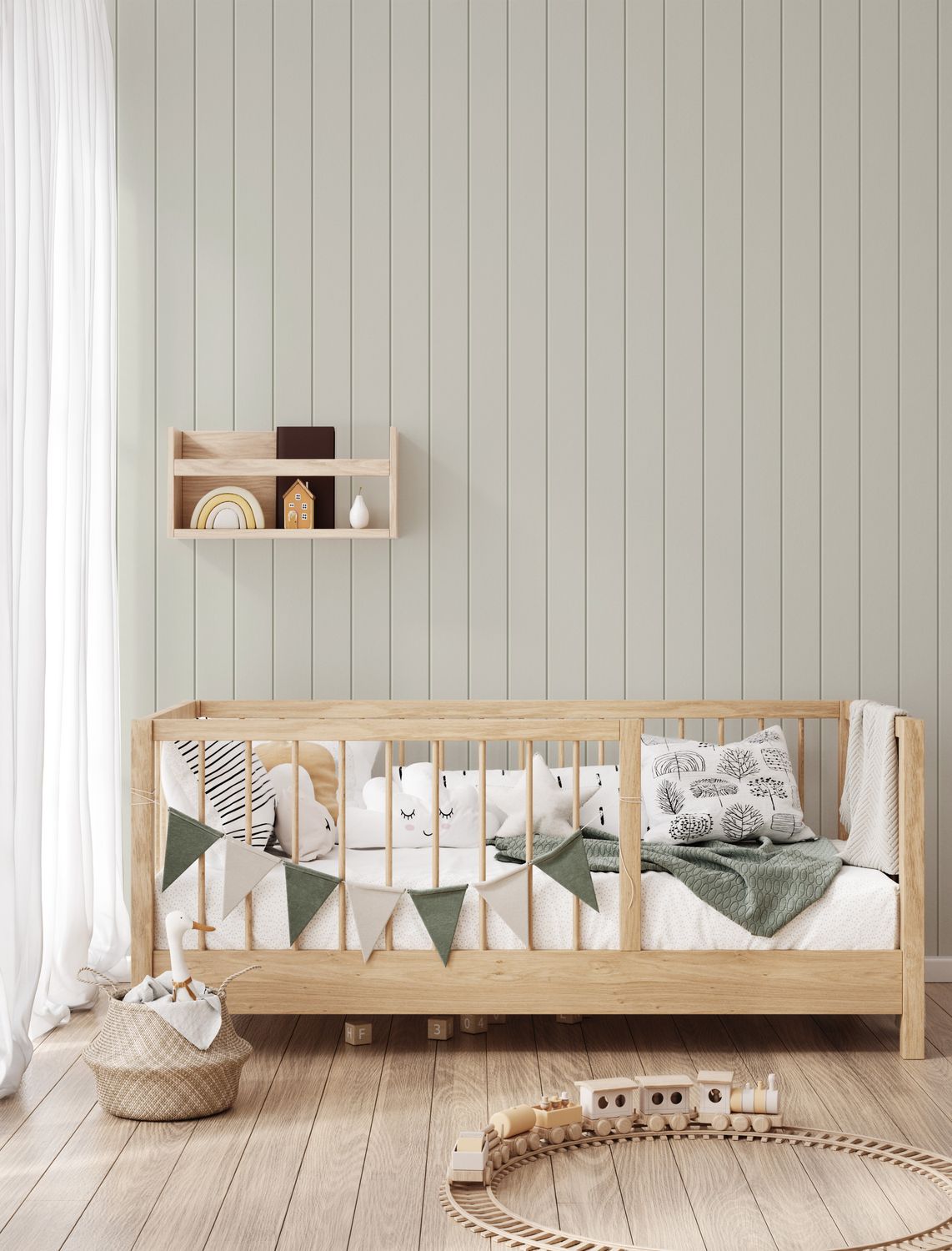 Smooth Tongue &amp; Groove (Clean Look) Wood Panels Removable Wallpaper (Eucalypt)