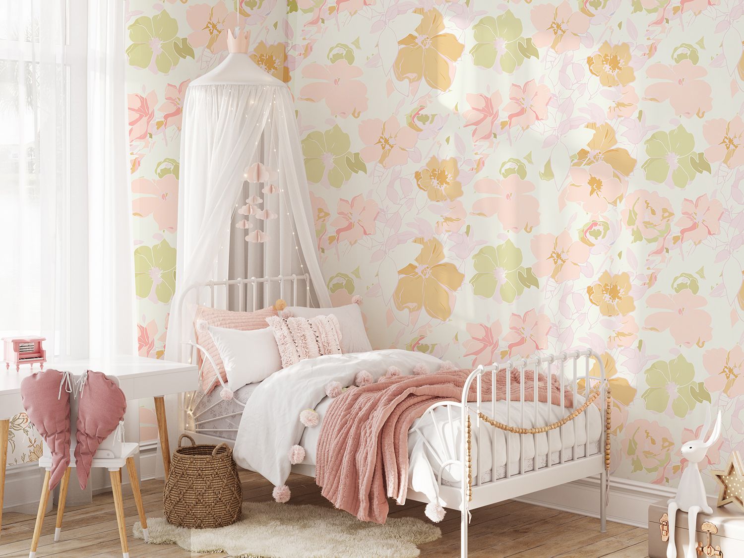 Pastel Flowers Removable Wallpaper