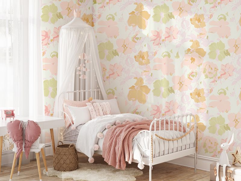 Pastel Flowers Removable Wallpaper