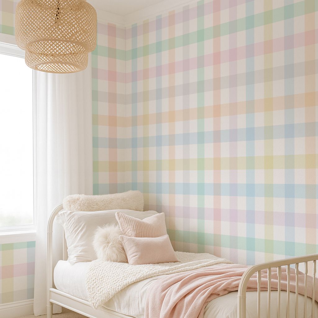 Pastel Gingham Removable Wallpaper