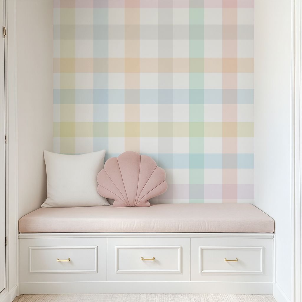 Pastel Gingham Removable Wallpaper