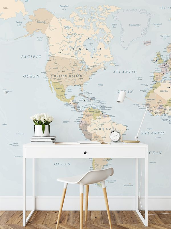 World Map Removable Wallpaper Mural
