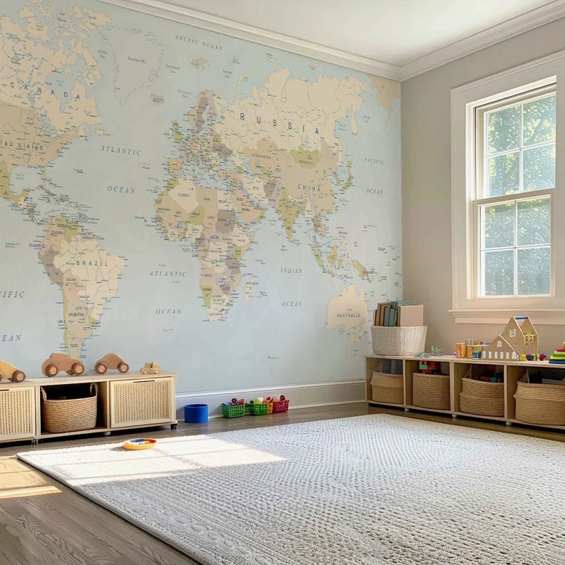World Map Removable Wallpaper Mural