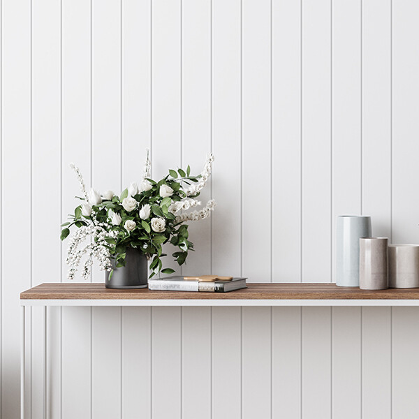 Smooth Tongue &amp; Groove (Clean Look) Wood Panels Removable Wallpaper (Light Grey)