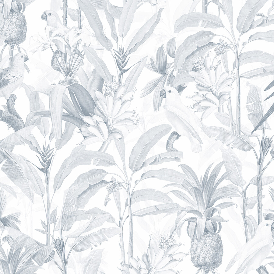 Tropical Jungle (Blue and white) Removable Wallpaper