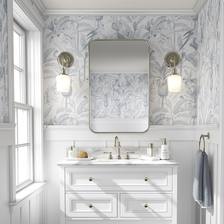 Tropical Jungle (Blue and white) Removable Wallpaper