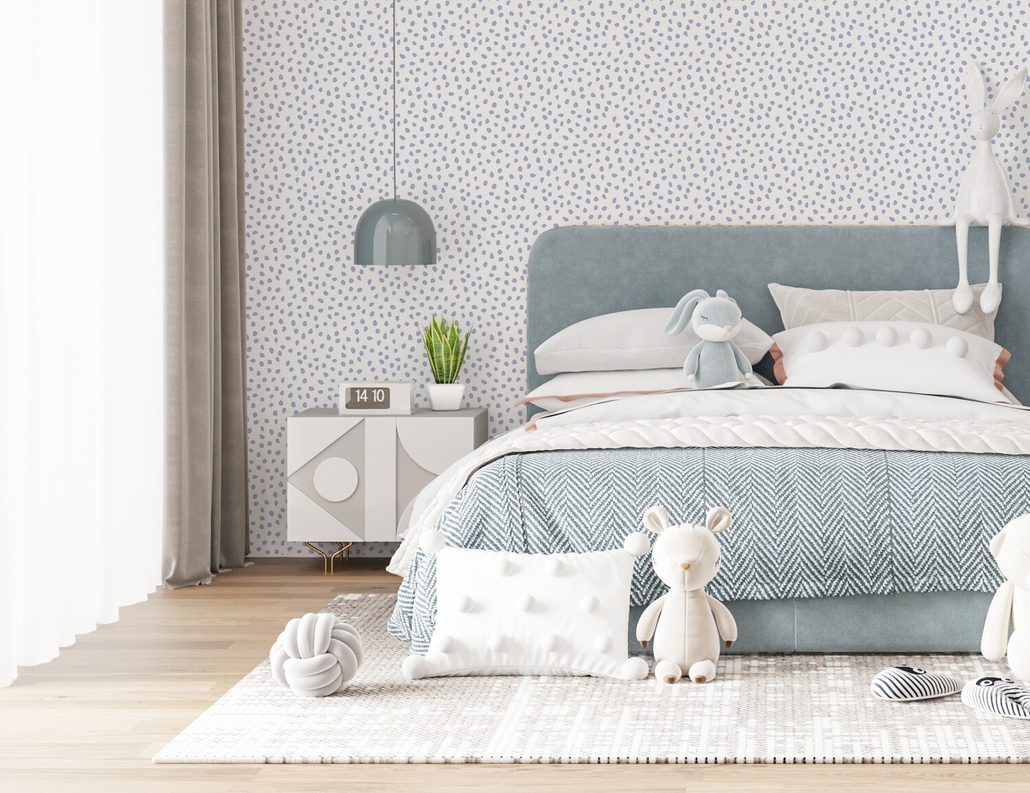 Gracie's Dots (Blue) Removable Wallpaper