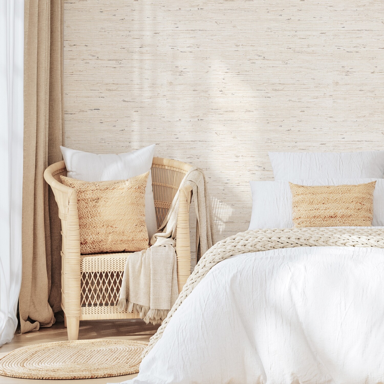 Seagrass (Grasscloth Look) Removable Wallpaper (Original Natural)