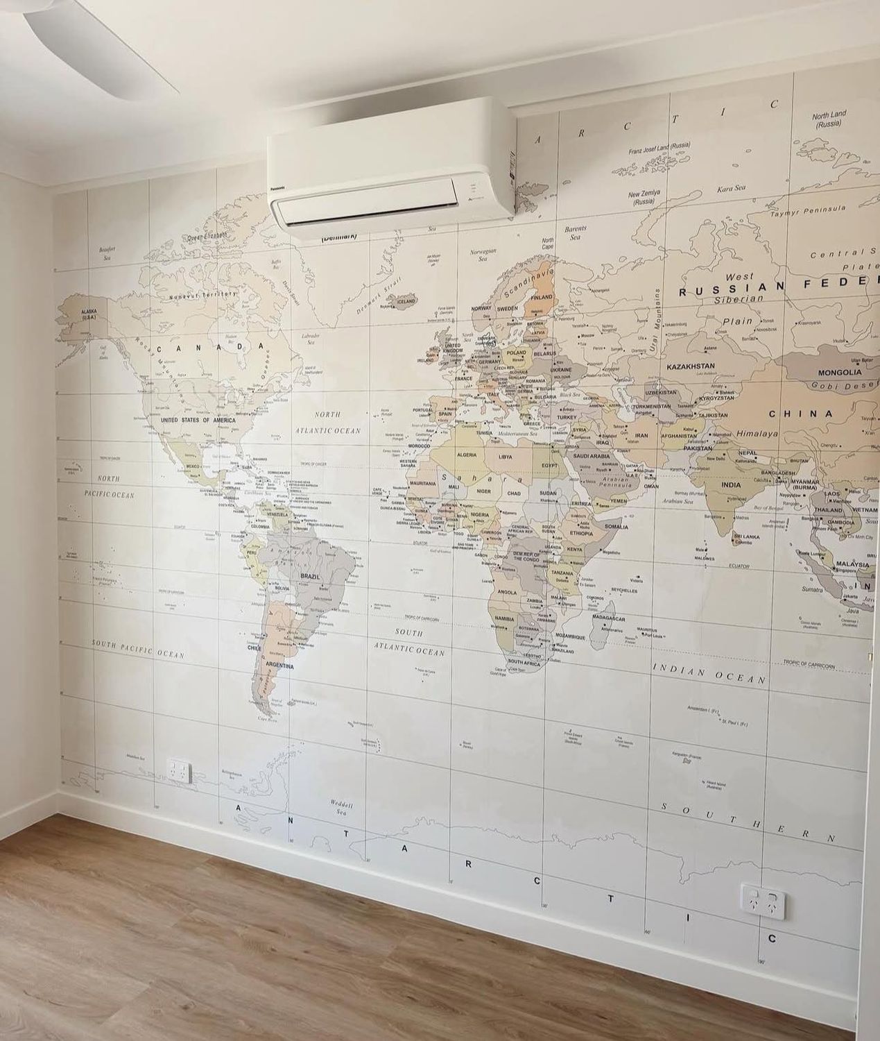 Neutral World Map Removable Wallpaper Mural