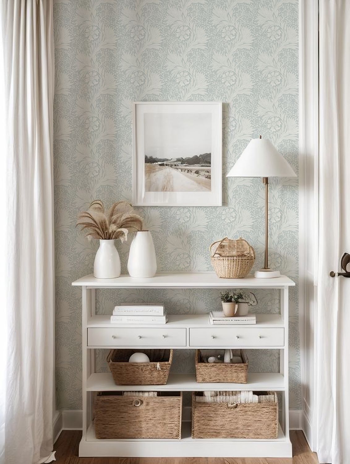 Delicate Foliage (Duck Egg) Removable Wallpaper