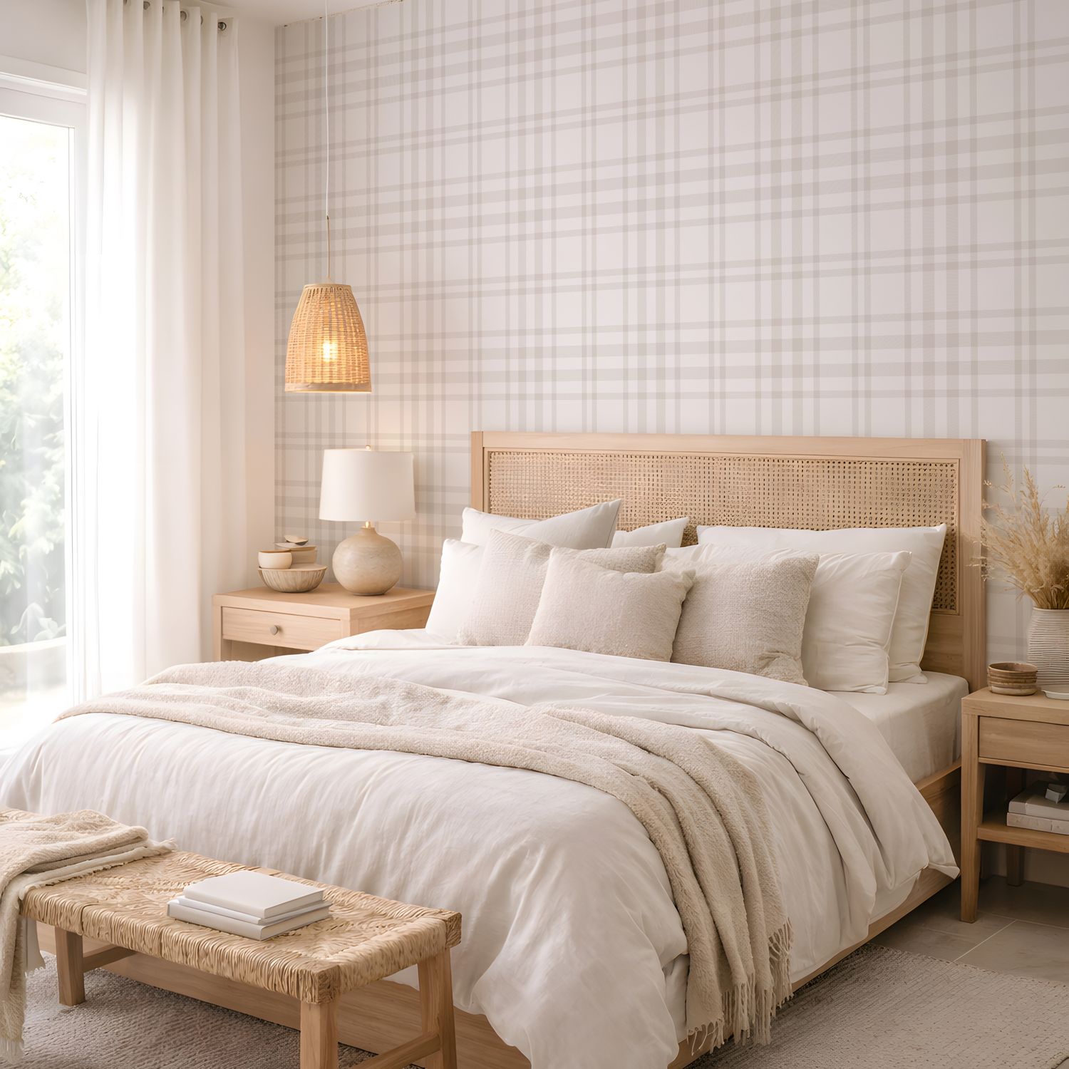 Neutral Plaid Removable Wallpaper