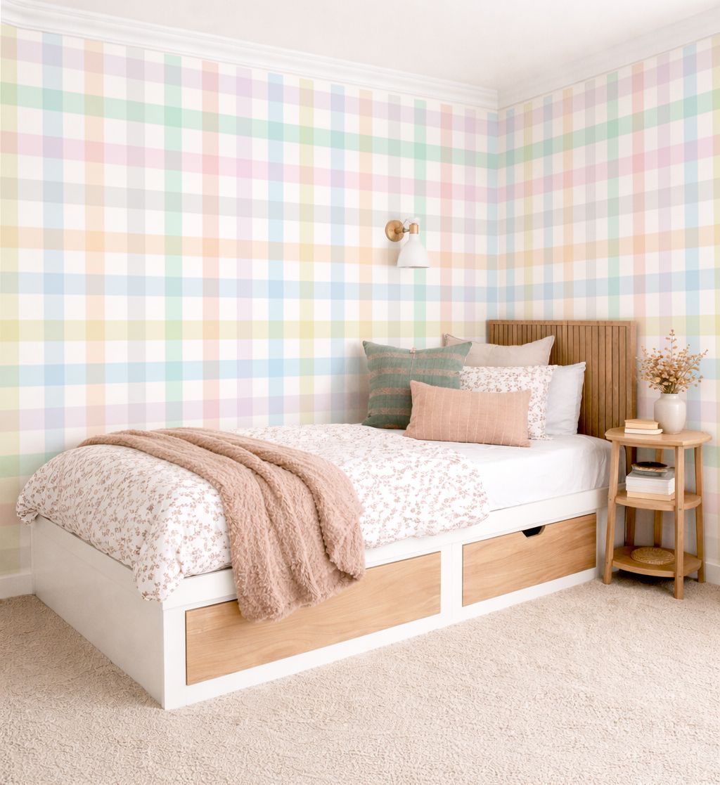 Pastel Gingham Removable Wallpaper