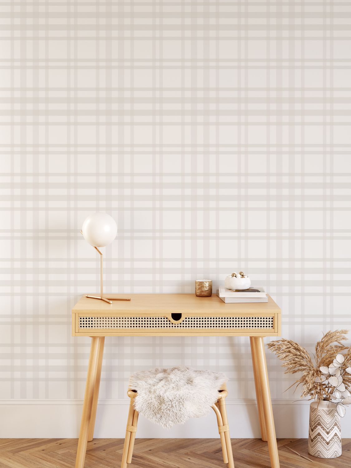 Neutral Plaid (Solid lines) Removable Wallpaper