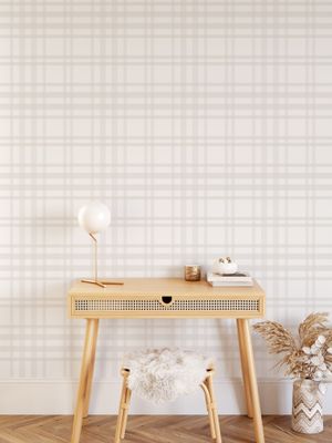 Neutral Plaid (Solid lines) Removable Wallpaper