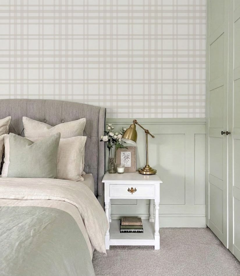 Neutral Plaid (Solid lines) Removable Wallpaper