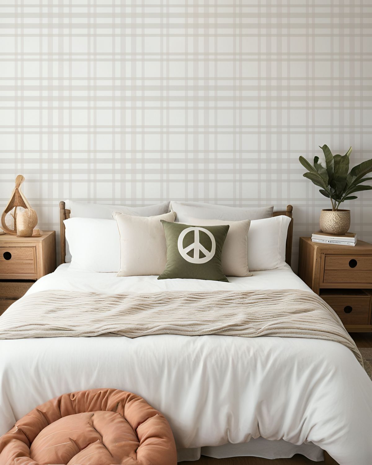 Neutral Plaid (Solid lines) Removable Wallpaper